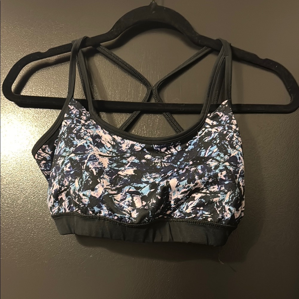 GAIAM Black and Blue Strappy Sports Bra